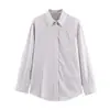 Para Comercio Exterior Transfronterizo Europeo y Americano Ropa de Mujer Aliexpress Más Vendido Verano Simple Versátil Camisa de Cuello con Rayas Verticales