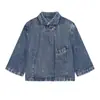 Moda europea y americana transfronteriza para mujer AliExpress artículo más vendido casual retro manga corta cuello alto blazer de mezclilla