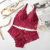 Traje de sujetador para mujer de verano transpirable agradable a la piel sujetador francés sin aros sexy encaje lencería traje de dos piezas