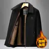Chaqueta Gruesa con Solapas Forrada de Polar para Hombre Estilo Otoño Invierno Abrigo de Lana Ropa para Papá de Mediana Edad Top Cálido Casual