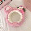 Novo Urso Morango Fofo Boneca Pelúcia Aro de Cabelo Feminino para Lavar o Rosto Faixa de Cabelo Infantil com Presilha Antiderrapante para Cabelo Adereço de Cabeça