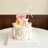 Decoración para pastel del Día de San Valentín Chino, adorno de cachorro tierno sentado de goma suave, tarjeta insertable en forma de corazón 'Feliz Día de San Valentín'