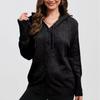 Cardigan com Capuz de Cor Sólida de Botão Único para Amazon Transfronteiriço Suéter Transfronteiriço Feminino Outono e Inverno Novo Casaco com Cordão Tricô