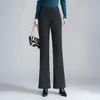 Calças pantalona elegantes para mulheres, novos estilos outono/inverno, cintura alta, corte solto, modeladoras, estilosas e casuais