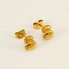 Moda Europea y Americana Sencillos y Elegantes Pendientes de Acero de Titanio Acero Inoxidable Chapado en Oro de 18K Pendientes Mini de Letras de Burbuja para Mujer