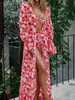 Bata larga holgada protectora del sol para vacaciones en la playa y la piscina, bata de playa floral estilo ins europeo y americano