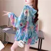 Jaqueta de Seda de Gelo Fashion com Proteção Solar para Mulheres, Novo Estilo Verão 2025, Corte Amplo, Tamanho Grande, Rejuvenescedor, Estilo Fino, Top Floral para Ciclismo