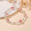 Pulsera de Verano Hecha a Mano de Cristal Rosa Cuarzo Rosa Verano Fresco y Dulce Flor de Durazno Rosa Pulsera de Niña Pulsera