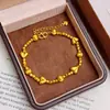Pulsera de Cuentas Disco Gato Ojo de Gato Brillo Dorado Lujo Ligero Versátil Pulsera con Forma de Corazón Chapada en Oro para Mujer Joyería Meilong