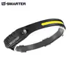 Linterna frontal de inducción de onda multifunción LED mini transfronteriza COB, luz potente para pesca y aventuras al aire libre