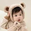 Conjunto de gorro y bufanda para bebé para otoño e invierno, gorro lindo y súper adorable para niños y niñas, engrosado y cálido, gorro con protección para las orejas de bebé