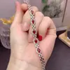 Atacado de Fábrica Popular Pulseira de Rubi Natural Prata S925 Incrustada Pedra Principal 4*5 Joias de Luxo Venda Direta da Fábrica