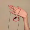 Colar Fofo de Gato Kt Vazado Estilo Coreano para Mulheres, Corrente Divertida e Doce de Desenho Animado para Clavícula, Design de Nicho, Corrente Simples para Pescoço