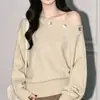 Suéter de Punto Casual Holgado Hombros Descubiertos Adelgazante 2026 Otoño/Invierno Nuevo de Moda Versátil para Mujer