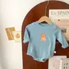 Versão Coreana de Primavera Novo Desenho Animado Fofo Animais Confortável Manga Longa Roupa de Bebê Bebê Fofo Pequeno Animal Roupas de Engatinhar
