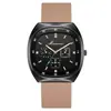 Reloj de Cuarzo para Hombre con Forma de Barril, Tres Ojos Manecillas Azules Correa de Silicona Deporte Moda Reloj de Pulsera Masculino