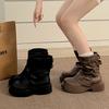 Botas Martin de Plataforma Retro Marrón Maillard para Mujer 2024 Nuevo Verano Combinables Aumentadoras de Altura Ajustadas