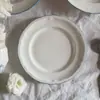Vajilla de cerámica pintada a mano estilo francés con borde azul: platos de cerámica, platos de postre, platos de cena, tazones, tazas de café y platillos, platos hondos y platos ovalados