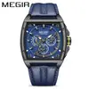 Reloj Megir para hombre, de cuarzo, deportivo, luminoso, resistente al agua, cuadrado, a la moda, 2204
