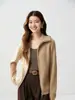 Cardigan de tricô de cashmere com zíper duplo e corte solto para mulheres, gola reversa, mangas compridas, casaco de tricô, ponto musgo, espessado, estilo simples