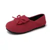 Zapatos de Algodón Relajados para Mujer de Otoño e Invierno con Lazo, Estilo Slip-On, Forro Polar, Color Protector, Modernos, Artísticos, Zapatos Birkenstock Retro para Mujer