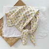 Lenço Quadrado Floral Vintage Estilo Japonês Versátil Primavera e Verão Algodão Fresco Artístico Lenço Pequeno Feminino Decorativo Fino de Seda