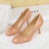6682-2 Zapatos de Tacón Alto de Punta Redonda con Lazo para Mujer, Zapatos de Boca Baja para el Trabajo Diario, Zapatos Slip-on para Mujer, Ajuste Delgado