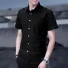 Camisa para Hombre Manga Corta Color Sólido Corte Ajustado Cinco Pulgadas Delgada Moda Coreana Atractiva Camisa de Manga Corta de Verano Camisa para Hombre