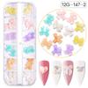 Dia dos Namorados Nail Art Magic Color Resina Aurora Bow Bear Stereo Crystal Nail Art Resina Love Decoração
