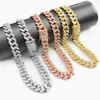 Pulsera de Cadena Cubana de Aleación Europea y Americana con Diamantes 13 mm Totalmente Diamantada Estilo Antiguo Estilo Hip-Hop Collar Chapado en Oro para Hombres y Mujeres