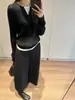 Chuwu STUDIO Tejido de Mezcla de Lana Falso Dos Piezas para Mujer Otoño/Invierno Nuevo Diseño Base de Canalé Elástica