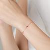 Pulseira de prata de lei S925 com novo diamante redondo rosa para mulheres, requintada, simples, ouro rosa, versátil, joia de mão ajustável