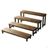 Estante para Flores de Madera Carbonizada de Múltiples Niveles para Interior Sala de Estar Exterior Patio al Aire Libre Banco Largo Anticorrosión Minimalista Balcón