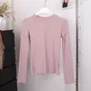 Camiseta Básica Lisa Feiyuan Simples e Versátil Slim Fit para Mulheres, Nova Coleção Outono e Inverno Macia e Confortável Manga Longa Gola Redonda