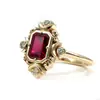 Anillo de Compromiso Nine Nuo Cross Border wish Chapado en Oro de 14K Corte Esmeralda Rubí Anillo de Luna y Estrella Joyería