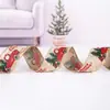 Cinta de Lino Fino Navideña de 5 m Decoración de Guirnalda para Árbol de Navidad Accesorios Colgante Cinta Impresa de Coche de Navidad