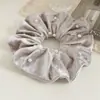 Goma de Pelo Grande de Terciopelo con Perlas Coreana Otoño Invierno para Mujer Retro Atadura para el Cabello en la Parte Posterior de la Cabeza Atadura para Cola de Caballo Accesorios para el Cabello Flor para el Cabello