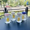 Taza de agua dulce con asa, creativa taza de té con leche de dibujos animados, vidrio de borosilicato de alta capacidad, taza de jugo de vidrio para el hogar.