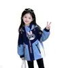Chaqueta de camping Judy para niñas, primavera y otoño, para niños mayores y niñas, estilo oficial de policía conejito, cortavientos con capucha de bloques de color, moderno