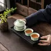 Juego de té Kung Fu para uso doméstico con un gaiwan y dos tazas, juego de té de cerámica simple para invitados, tazas de té y bandeja para té seco