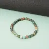 Pulsera de Ágata Multicolor India, Pulsera de Cuentas de Piedra Natural para Hombres y Mujeres, Popular en Europa y América, Vintage, Sencilla, Versátil