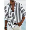 Nova Camisa Masculina de Manga Longa Listrada com Estampa Digital e Secagem Rápida, Disponível Exclusivamente para Vendas Transfronteiriças