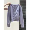Cárdigan de Punto Bordado con Lazo y Cuello Redondo Negro para Mujer Otoño/Invierno 2026 de un Solo Botón, Abrigo Suéter Suave de Alta Gama