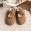 Zapatos de Algodón para Niñas Mary Jane con Forro de Felpa Zapatos de Princesa 2025 Invierno Nuevos Zapatos Birkenstock para Niños Zapatos Peludos de Suela Suave Calientes