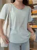 Camiseta de manga corta de Tencel para mujer, estilo fino de verano, holgada y casual, popular en Xiaohongshu, top de manga corta con cuello en U