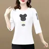 Comercio Exterior Transfronterizo Últimas Existencias Gran Marca Camiseta de Manga Tres Cuartos Atuendo de Moda Camiseta Elegante Ropa para Madres de Mediana Edad y Mayores