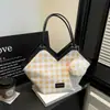 Nova Bolsa Casual para o Dia a Dia 2025 Mãe e Filha Moda Outono e Inverno Feminina Bolsa Tote de Ombro de Grande Capacidade Xadrez