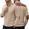 Ebay Ropa para Hombre Transfronteriza Jacquard Texturizado Punto con Solapa Patchwork Americano Parches en Hombros y Mangas Sudadera Deportiva Casual