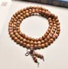 Pulsera de madera de melocotonero vieja natural, artículo cultural de madera auténtico, cuentas de oración protectoras, pulsera de un solo bucle para hombres y mujeres