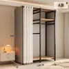 Armario Abierto con Marco de Metal Gabinete de Almacenamiento Dormitorio Hogar Montaje Sencillo Armario Closet Para Habitaciones de Alquiler
